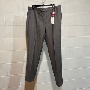 ZNL by Zanella Men Flat Front Dress Pant 38X30 Virgin Wool Grey Pinstripe Italy